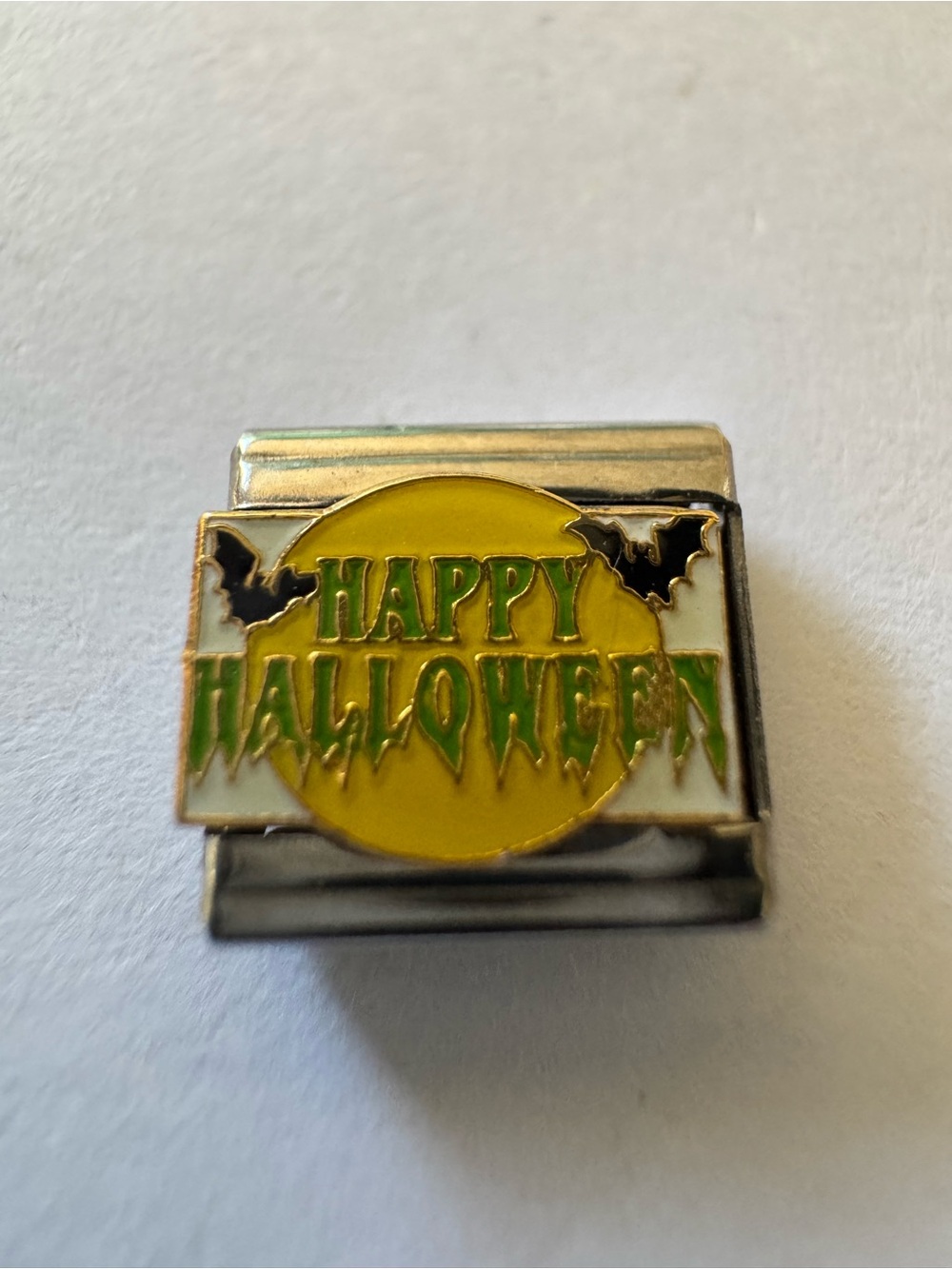 Happy Halloween Yellow and Green Charm Bracelet Italian link
